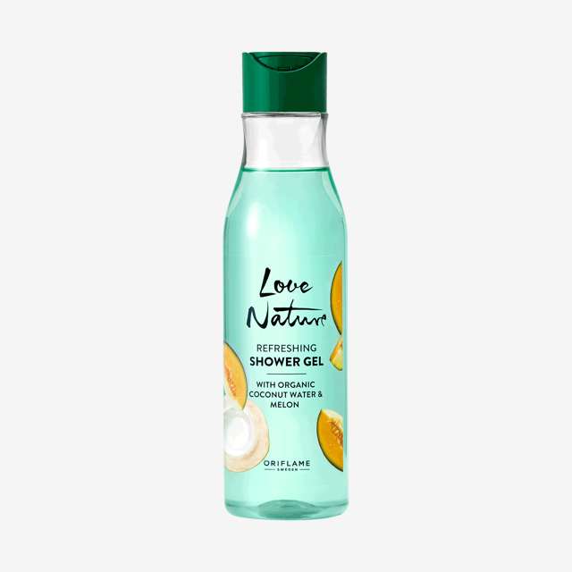شاورژل(شامپو بدن)ملون و آب نارگیل لاونیچر انواع پوست 250میلLove Nature Organic Refreshing Shower Gel